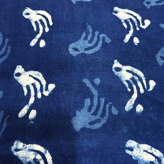 Dabu Indigo Handblock Cotton Print - Bird Pattern Print - Image 2