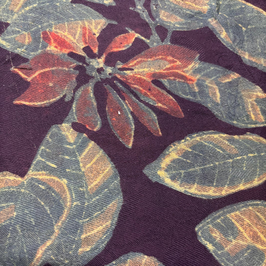 Pashmina Silk Feel Fabric with Handblocked Prints | Natural Fruit-Dyed Handblock Fabric for Sewing, Crafts & DIY - Autumn Leaves - Image 2