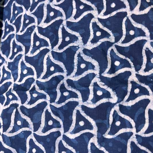 Dabu Indigo Handblock Cotton Print - Geometric Pattern Print - Image 2