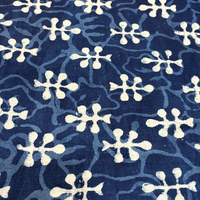 Dabu Indigo Handblock Cotton Print - Flower Pattern Print - Image 3