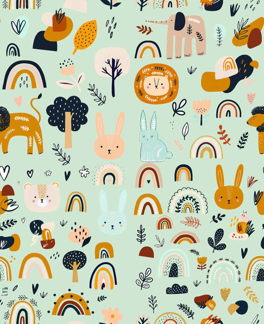 Whimsical Animal and Rainbow Pattern - CC - 10001 - Image 1