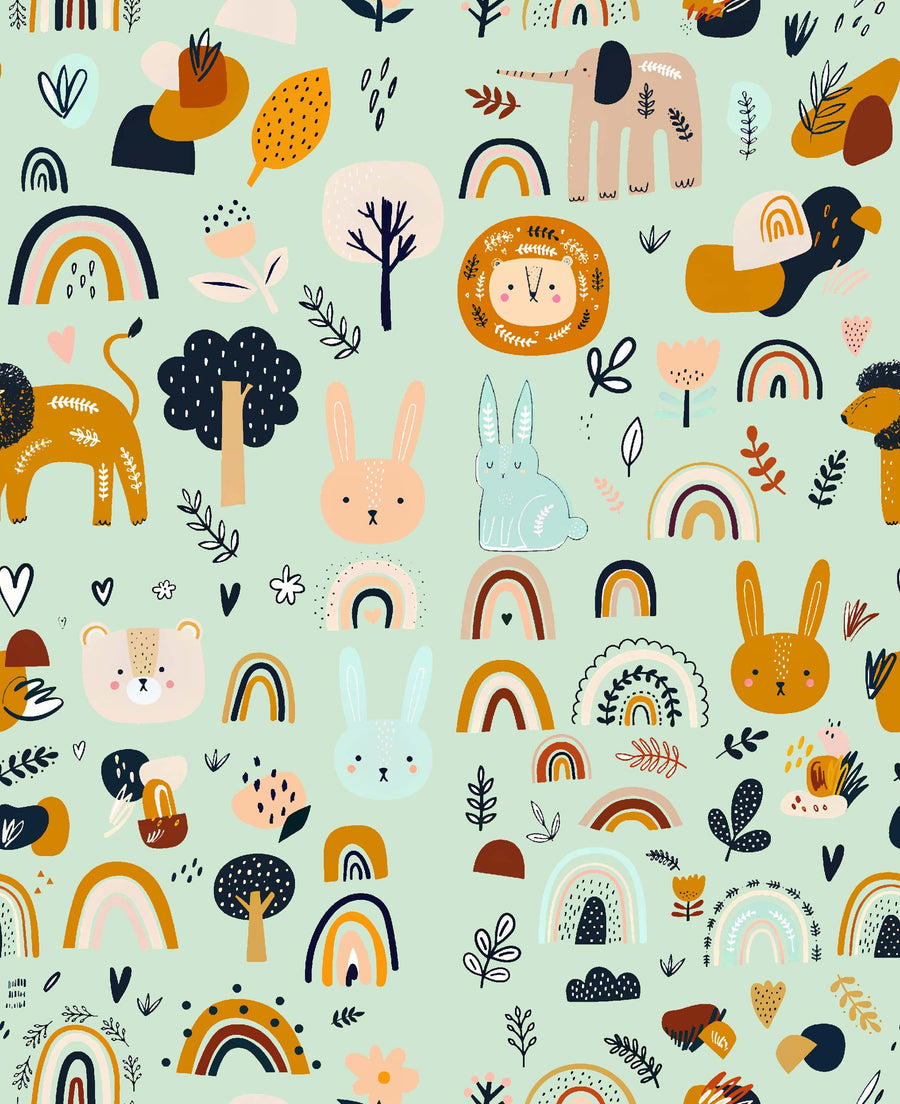 Whimsical Animal and Rainbow Pattern - CC - 10001 - Image 1