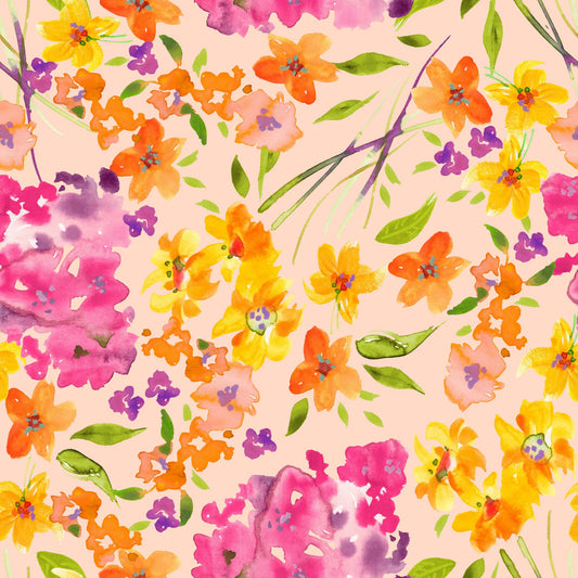 Vibrant Watercolor Aesthetic Floral Pattern  - CC - 1240 - Image 1