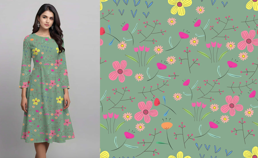 Folk-inspired Floral Pattern - CC - 9734 - Image 1