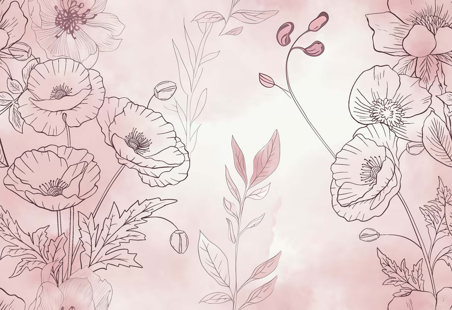Monochrome Watercolor Floral Sketch Pattern - CC - 9781 - Image 1