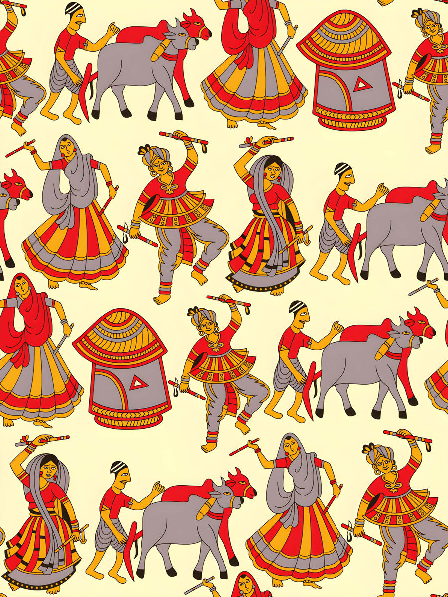 Kalamkari Folk Dance Pattern - CC - 9785 - Image 1