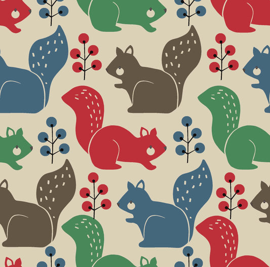 Colorful Squirrel and Berry Pattern - CC - 9786