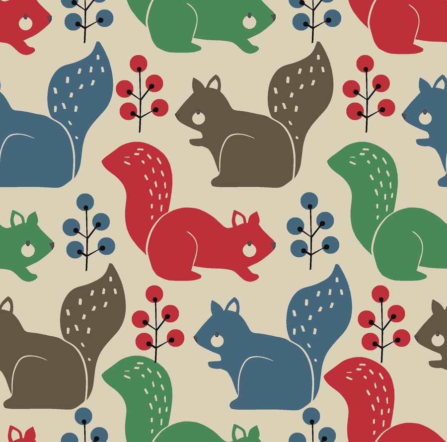 Colorful Squirrel and Berry Pattern - CC - 9786 - Image 1