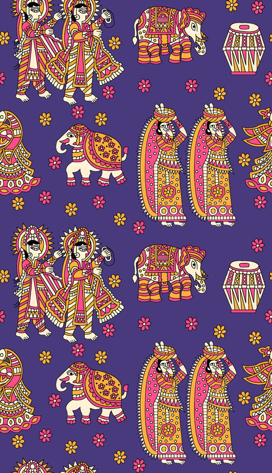 Kalamkari Women Dance Pattern - CC - 9787 - Image 1