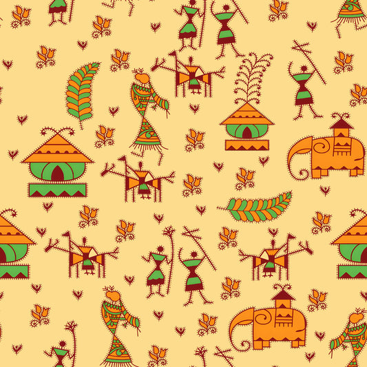 Warli Folk Art Pattern - CC - 9789 - Image 1