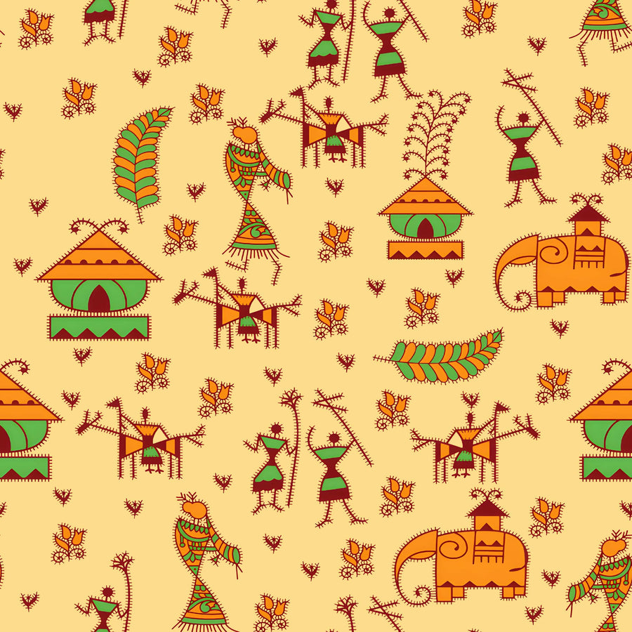 Warli Folk Art Pattern - CC - 9789 - Image 1