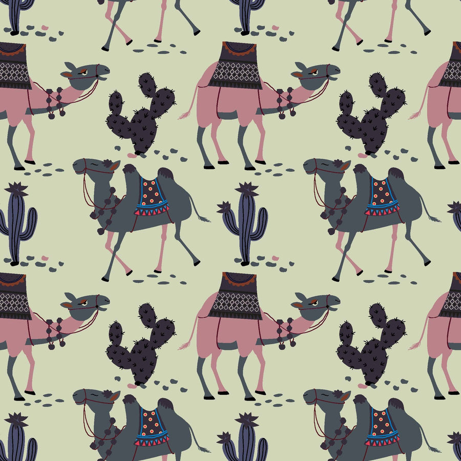 Stylized Desert Camel and Cactus Pattern - CC - 9794 - 1 - Image 1