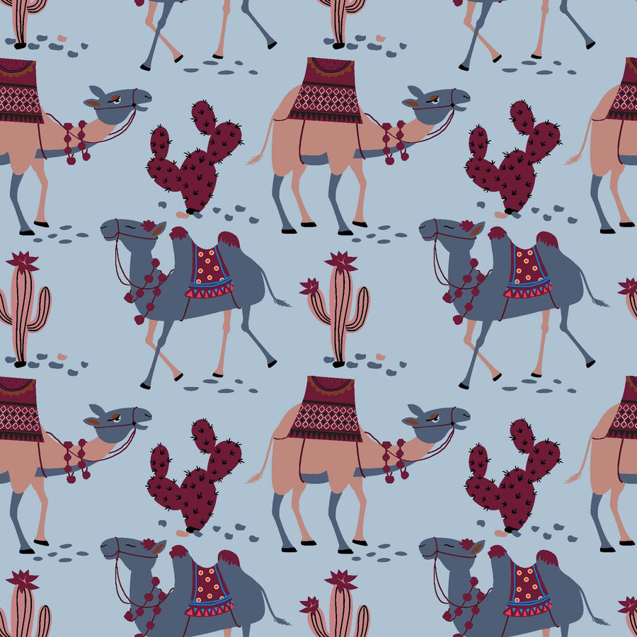 Stylized Desert Camel and Cactus Pattern - CC - 9794 - 2 - Image 1