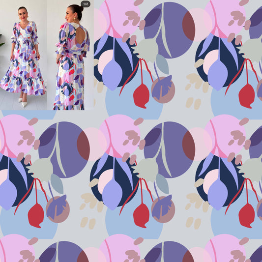 Abstract Floral and Circle Pattern - CC - 9797 - Image 1