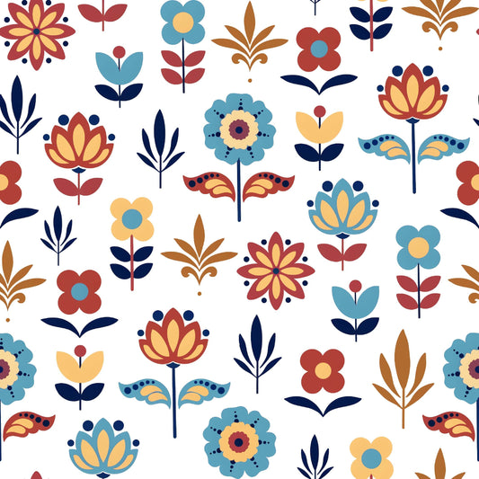 Scandinavian Folk Floral Pattern - CC - 9894 - Image 1