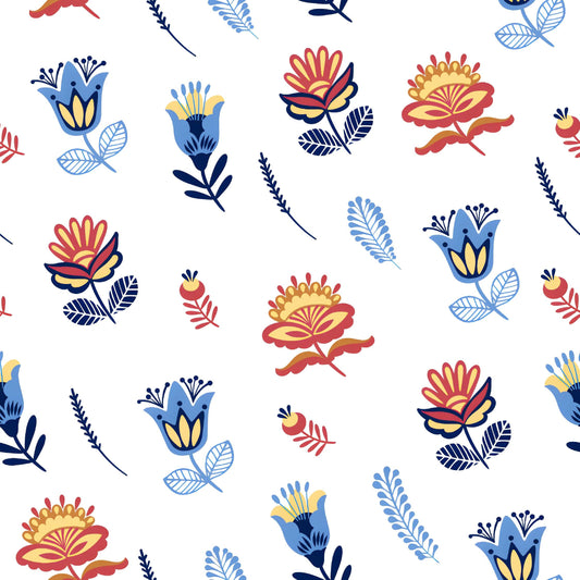 Cheerful Folk Art Floral Pattern - CC - 9897 - Image 1