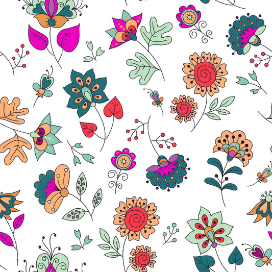 Whimsical Hand-Drawn Floral Pattern - CC - 9901 - Image 1