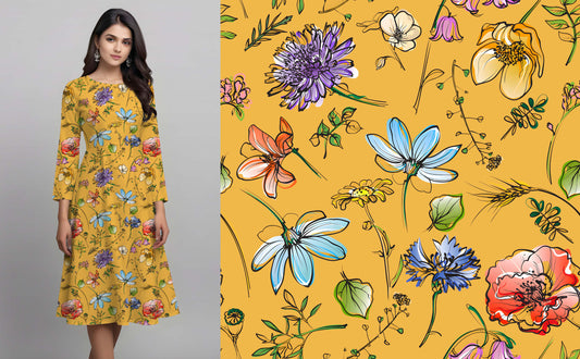 Vibrant Wildflower Sketch Pattern - CC - 9989 - Image 1