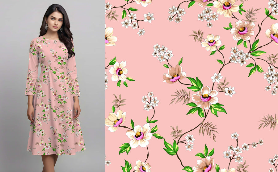 Delicate Pink Blossom Trail Pattern - CC - 9991