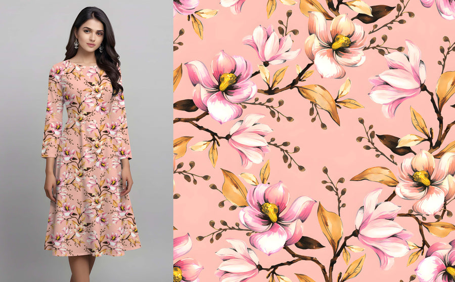 Soft Pink Magnolia Branch Pattern - CC - 9992 - Image 1