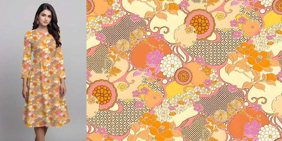 Retro Psychedelic Floral Pattern - CC - 9994 - Image 1