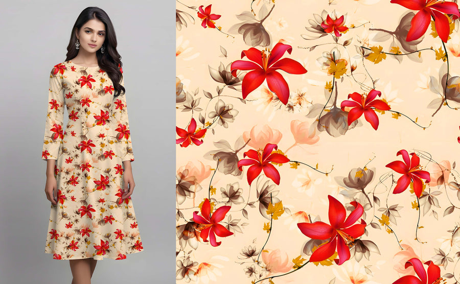 Dramatic Red Floral Pattern - CC - 9995