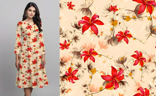 Dramatic Red Floral Pattern - CC - 9995 - Image 1