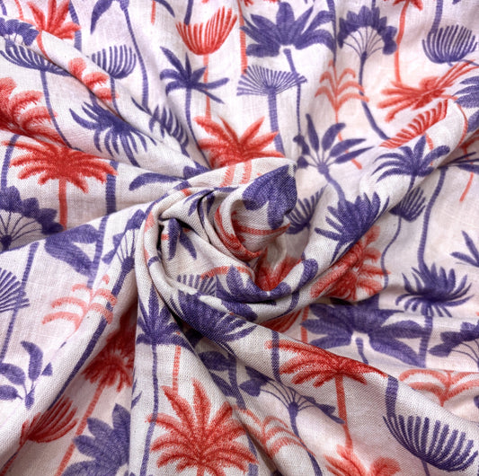 Beach Tree Cotton Print Fabric By The Yard - Image 1