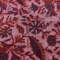 Pashmina Silk Feel Fabric with Handblocked Prints | Natural Fruit-Dyed Handblock Fabric for Sewing, Crafts & DIY - Red Flowers - Image 2