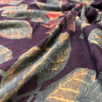 Vegan Pashmina Silk Feel Fabric with Handblocked Prints | Natural Fruit-Dyed Handblock Fabric for Sewing, Crafts & DIY - Green Leaves - Image 3