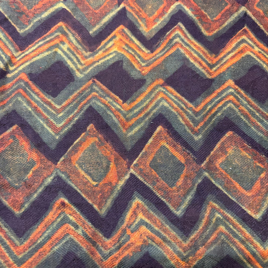 Pashmina Silk Feel Fabric with Handblocked Prints | Natural Fruit-Dyed Handblock Fabric for Sewing, Crafts & DIY - Chevron - Image 2