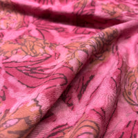 Pashmina Silk Feel Fabric with Handblocked Prints | Natural Fruit-Dyed Handblock Fabric for Sewing, Crafts & DIY - Pink Flowers - Image 3