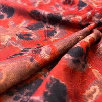 Pashmina Silk Feel Fabric with Handblocked Prints | Natural Fruit-Dyed Handblock Fabric for Sewing, Crafts & DIY - Black Leaves - Image 3