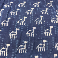 Dabu Indigo Handblock Cotton Print - Camel Pattern Print - Image 2