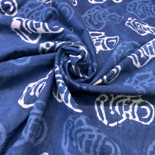Dabu Indigo Handblock Cotton Print - Camera Pattern Print - Image 1