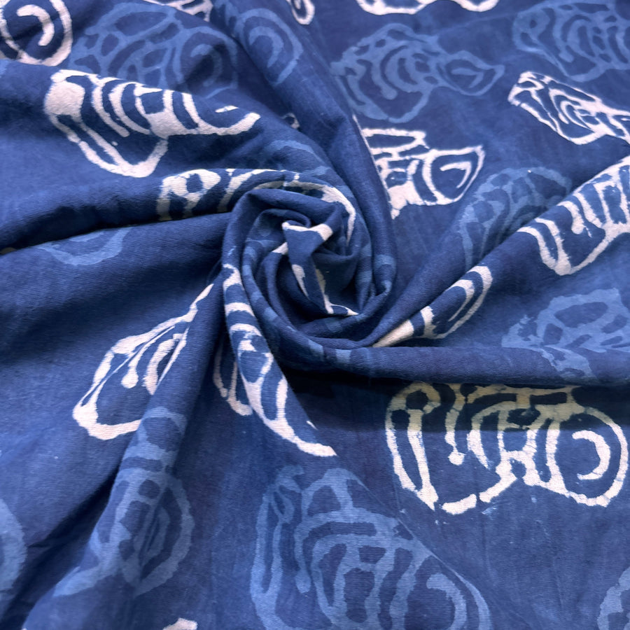 Dabu Indigo Handblock Cotton Print - Camera Pattern Print - Image 1