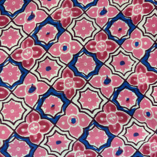 Geometric Floral Print Deadstock Fabric - Pink - 7 Yards + Free Shipping - Image 2
