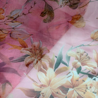 6 Yards Pink Floral Organza Fabric + Free Shipping