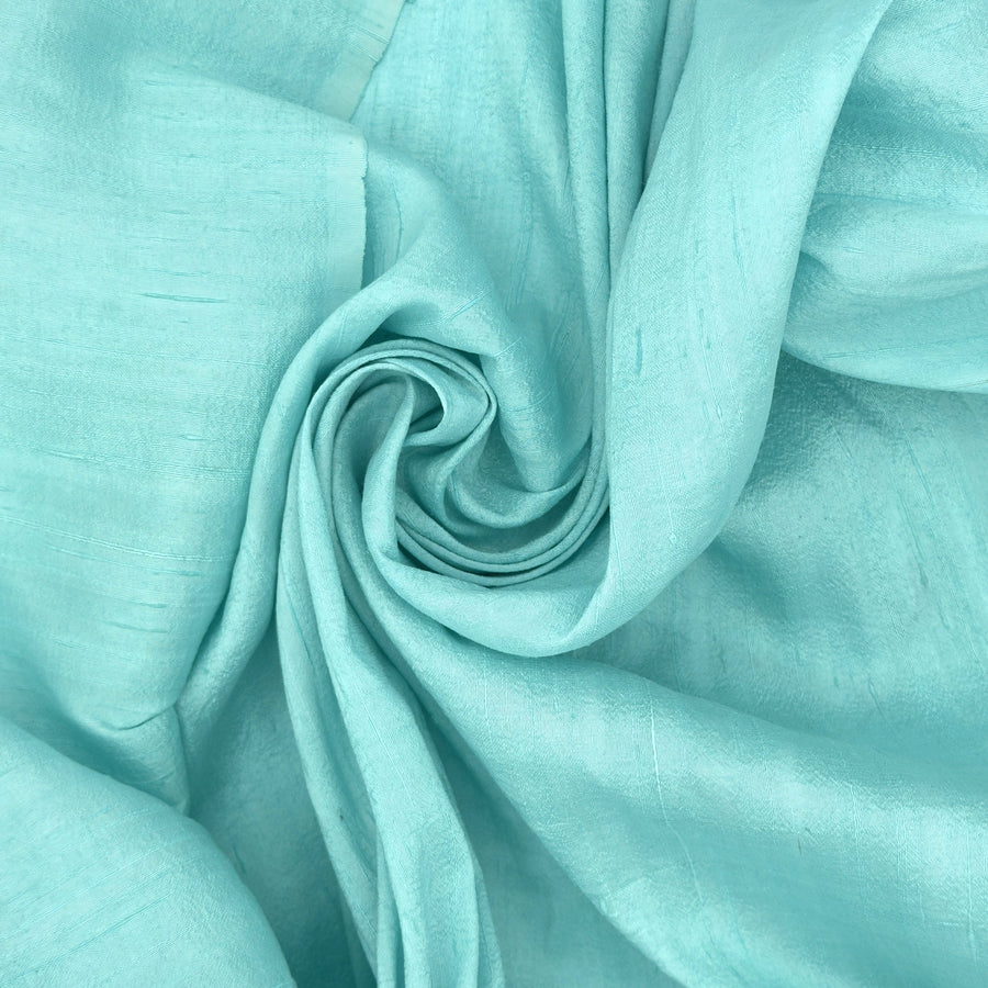 100 GSM Raw Silk Fabric - Turquoise, 100% Silk By the Yard - Image 1