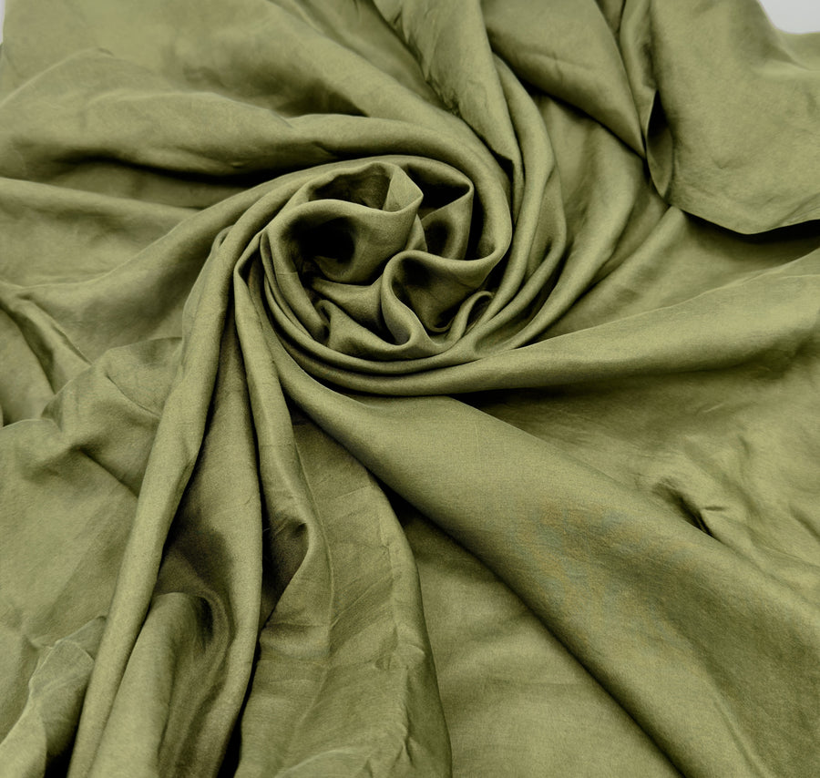 Dark Olive Green Habotai Silk (40 GSM)