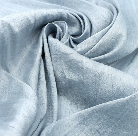 100 GSM Raw Silk Fabric - Steel Blue, 100% Silk By the Yard