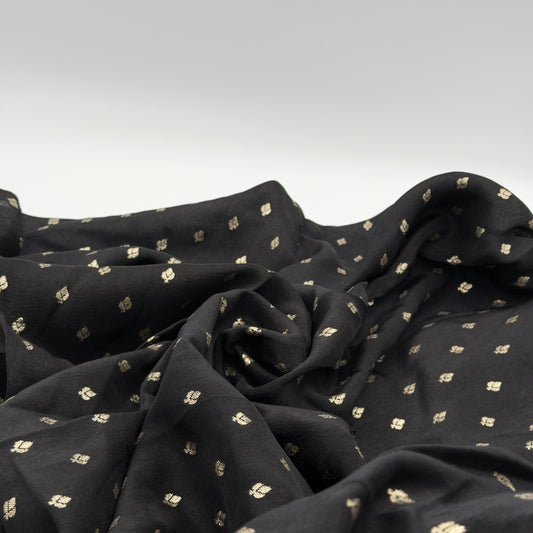 Black Woven Floral Dola Jacquard Fabric