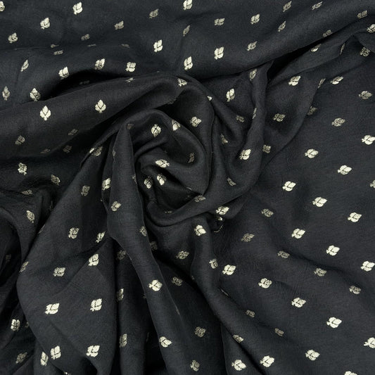 Black Woven Floral Dola Jacquard Fabric - Image 1
