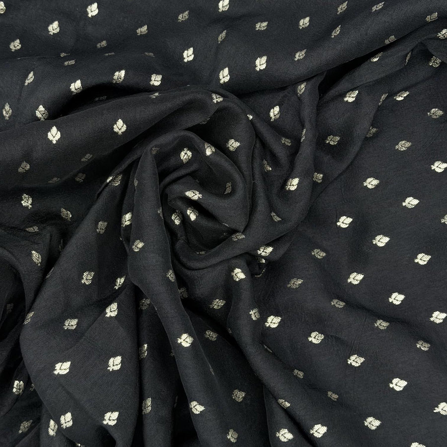 Black Woven Floral Dola Jacquard Fabric - Image 1
