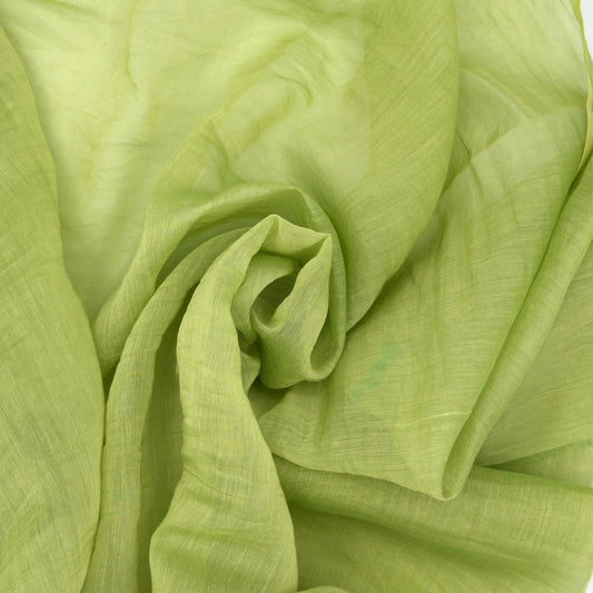 Green Tea Cotton Gauze Semi-Silk Fabric, Sheer & Lightweight - Image 1