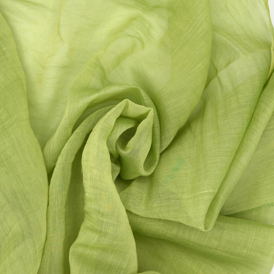 Green Tea Cotton Gauze Semi-Silk Fabric, Sheer & Lightweight - Image 1