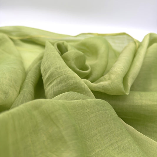 Green Tea Cotton Gauze Semi-Silk Fabric, Sheer & Lightweight - Image 2