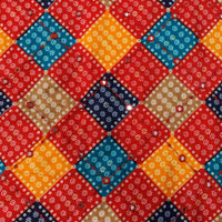 Vibrant Red and Yellow Patchwork with Mirror Work - Image 2